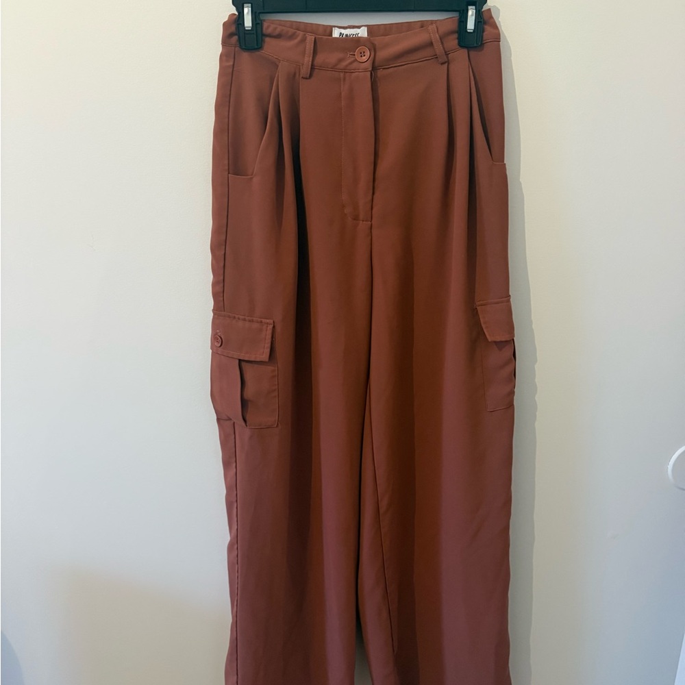 Princess Polly High-Waist Cargo Trousers in Rusty Mauve